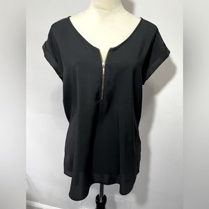 Express, black quarter zip blouse, M